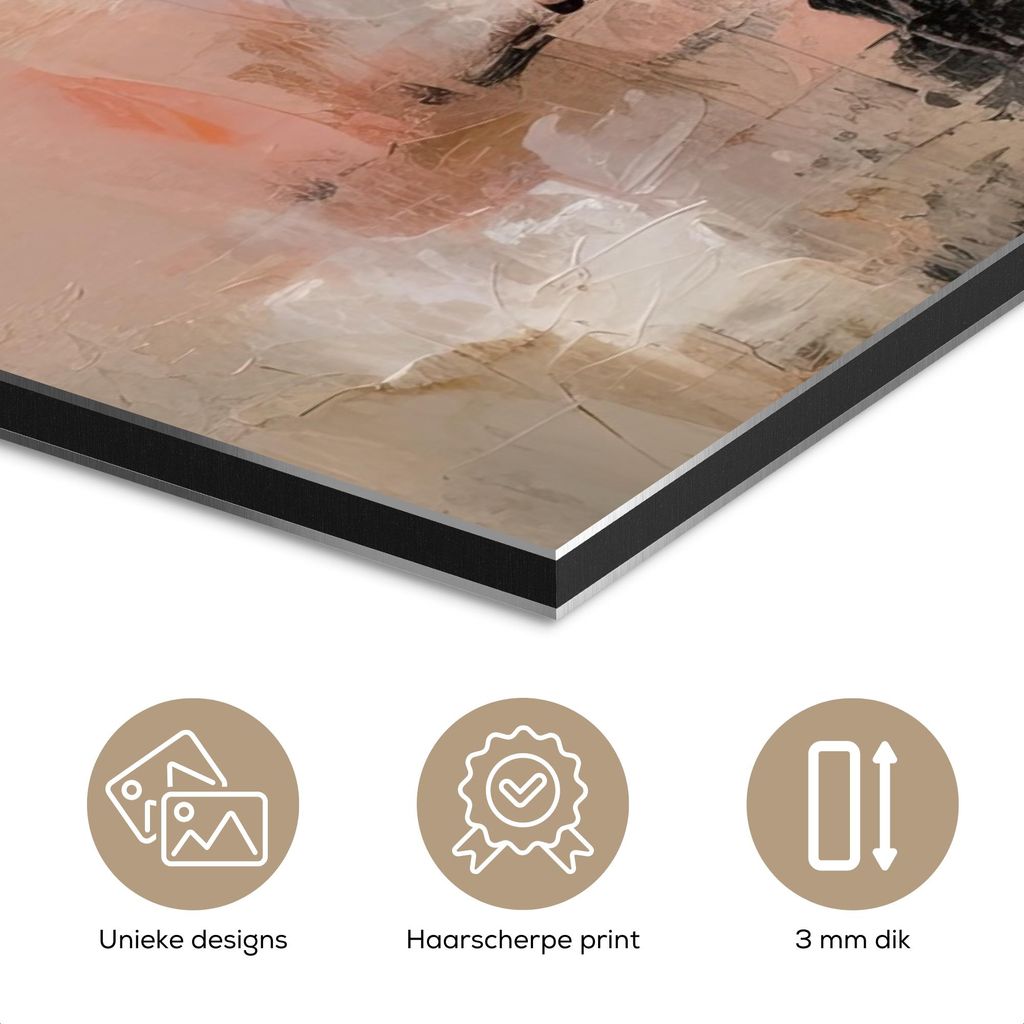 MuchoWow Wanddekoration Metall Metallbild Wandkunst 80x40 cm Kunst - Abstrakt - Beige - Farbe MuchoWow Aluminium Gemälde - Wanddekoration - Alubild