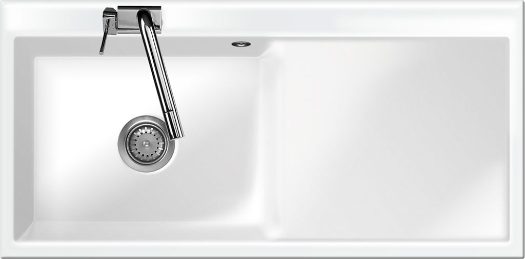Flächenbündige Spüle MERA 100 SL F Grönland Becken links mit Handbetätigung