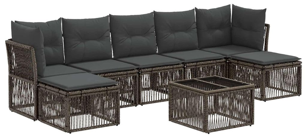 vidaXL Gartensofa-set 8 pcs Grau Poly-Rattan