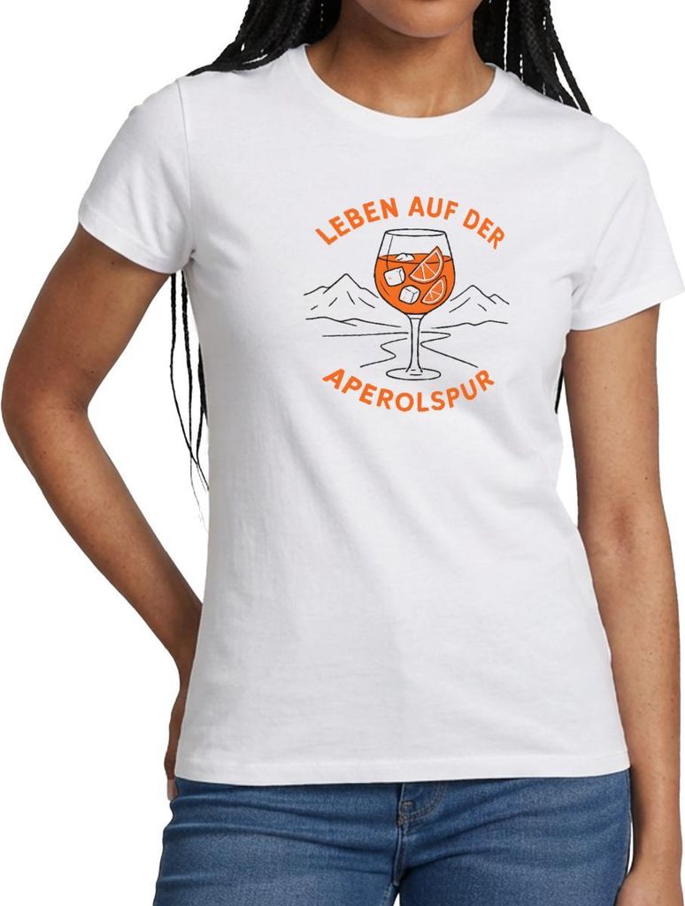 Spreadshirt Auf Der Aperolspur Aperol Fasching Party Frauen T-Shirt, M, Weiß