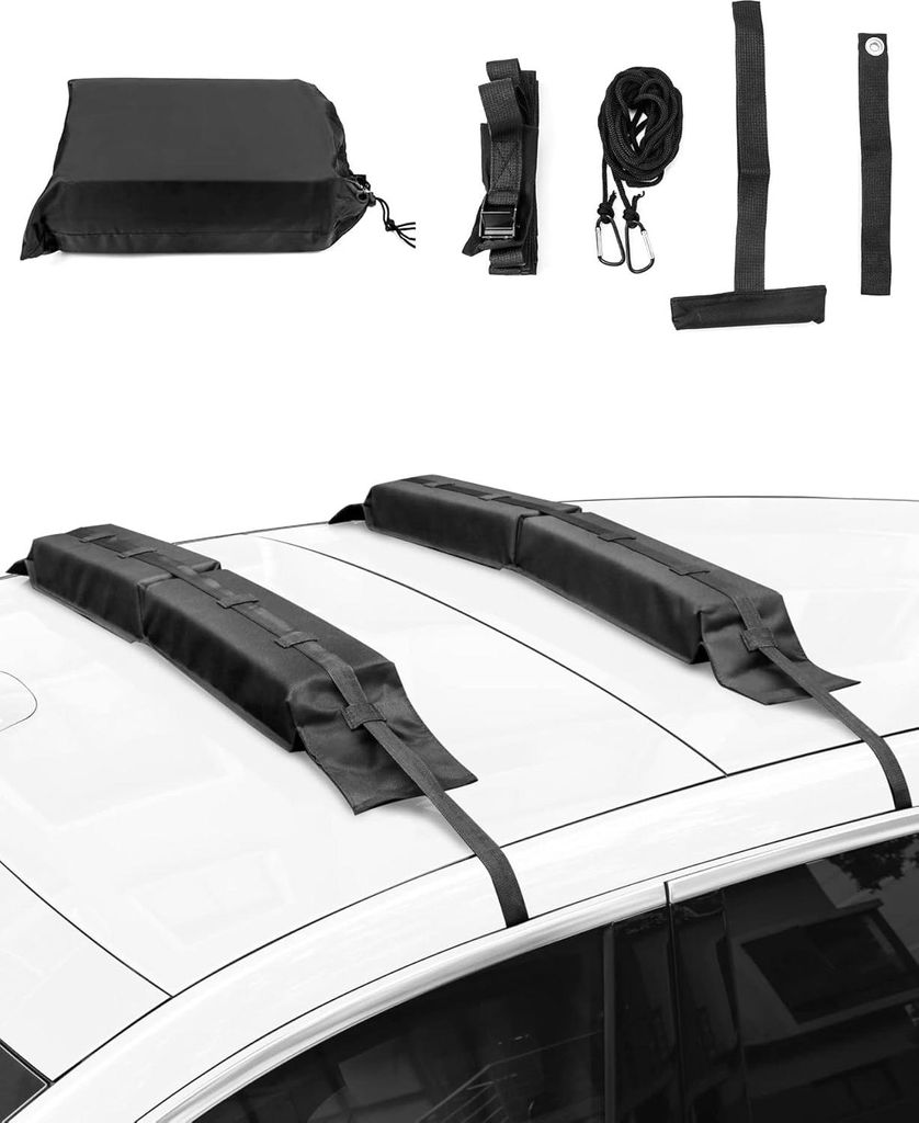Universal Dachträger Kit, Weiche Dachreling mit Befestigungsgurte für Kajak Surfbrett Kanu Snowboard Paddelbrett