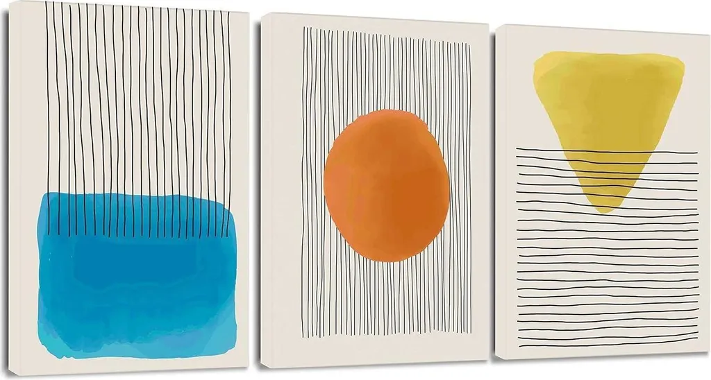 Set de 3 Tableaux sur toile Ligne géométrique 30x40 cm - Art Mural Chic