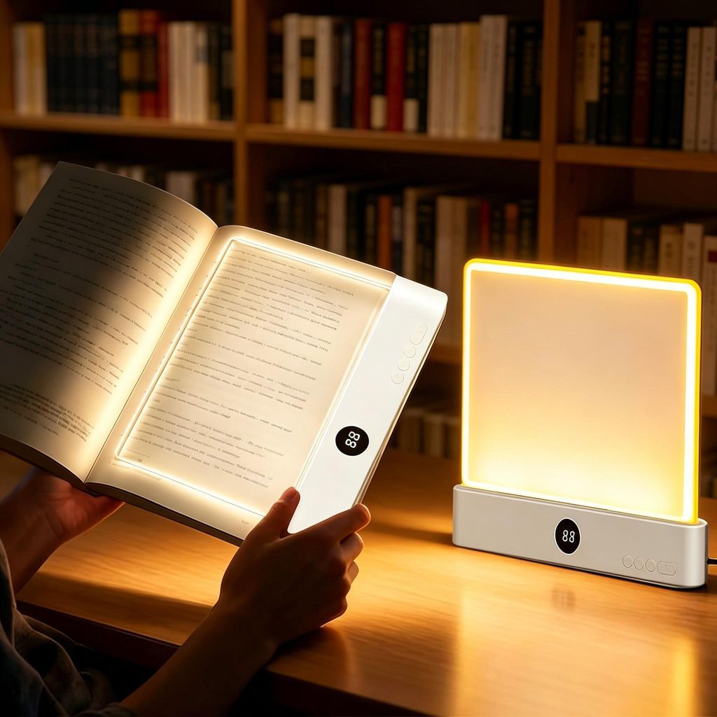 LED Leselampe Buch Flach Großes Panel Licht Akku 1200mAh Transparent Ganzseiten Buchlicht Dimmbar 3 Farben Timer Leselicht Bett