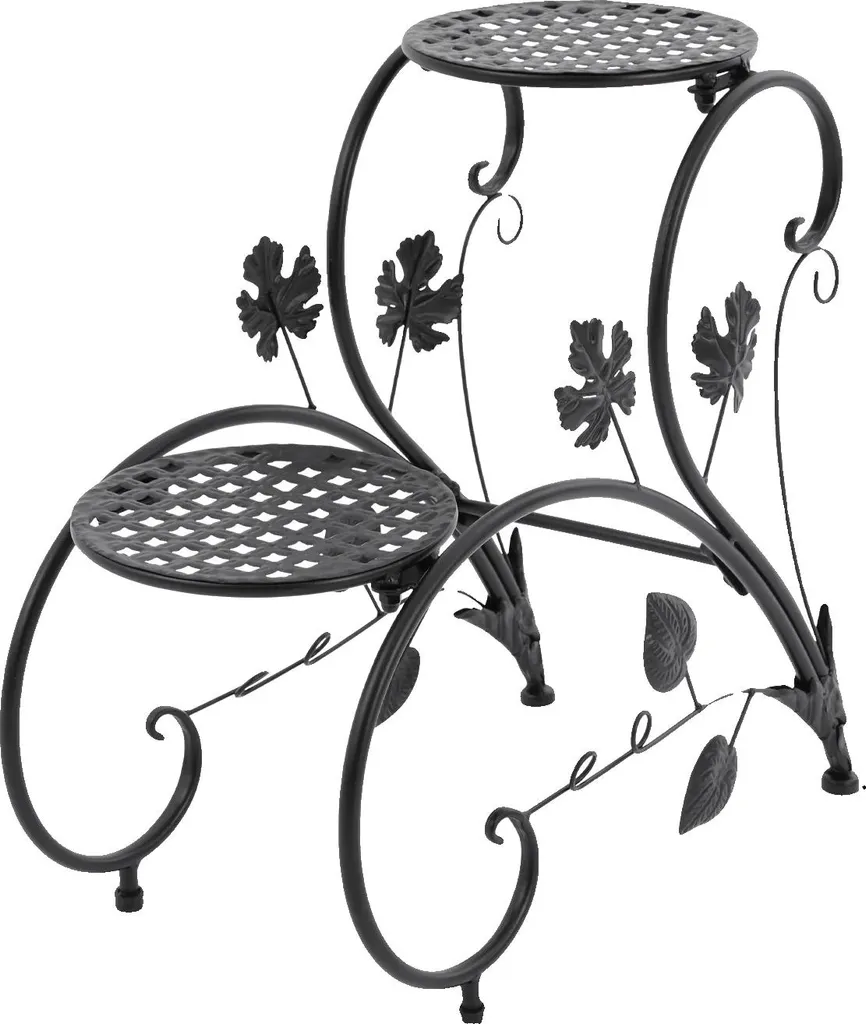 Porte-plante noir design vintage pour salon - Support fleurs métal fixe