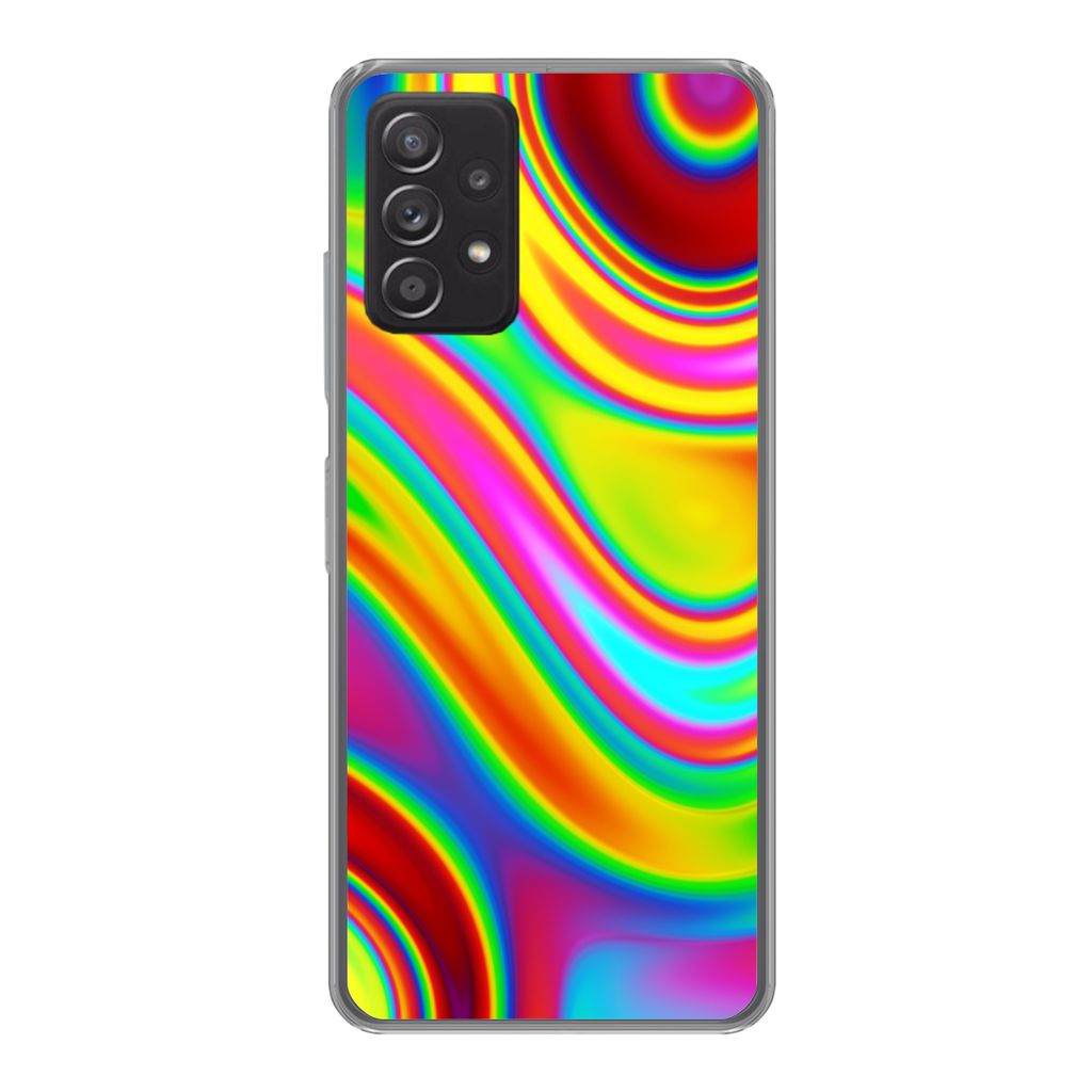 MuchoWow Handyhülle Schutzhülle Hülle für Samsung galaxy a73 Kunst - Wellen - Farben - Psychedelisch Silikon Softcase Handy Hülle - Handyhülle