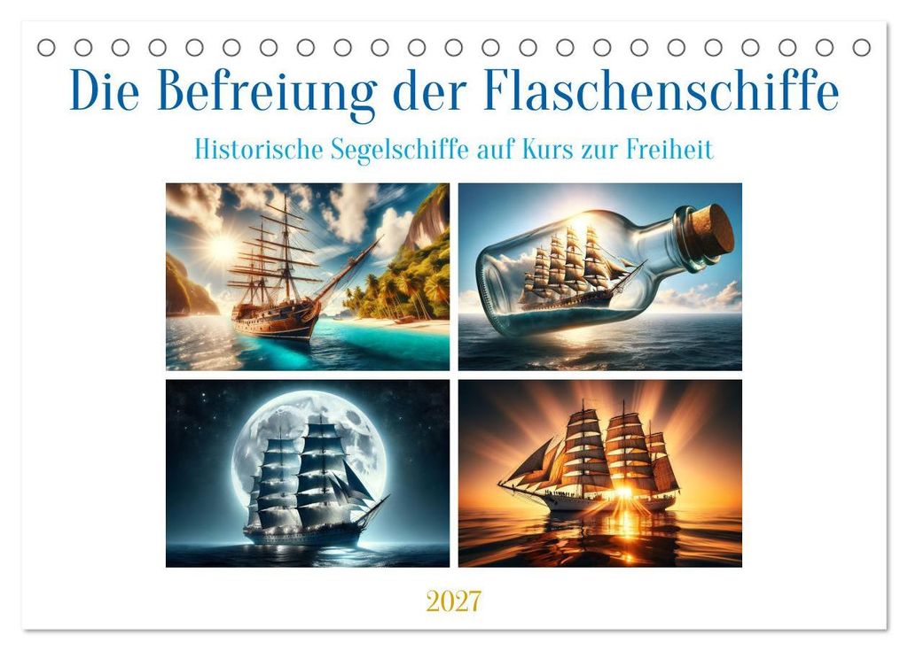 Die Befreiung der Flaschenschiffe - Historische Segelschiffe (Tischkalender 2027 DIN A5 quer), CALVENDO Monatskalender
