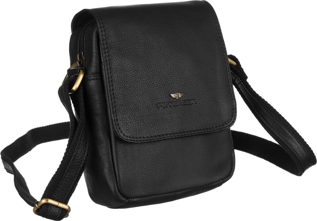 Peterson | Posttasche, aus echtem Leder, für Männer, Schwarz, 16x21x7 cm