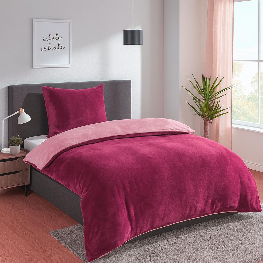 Heimtexland Teddy Flanell Wende Bettwäsche Set I Winter Bettbezug I kuschelig weich und warm I Kopfkissen 80x80 I Bettdecke 155x220 I Cashmere Tou...