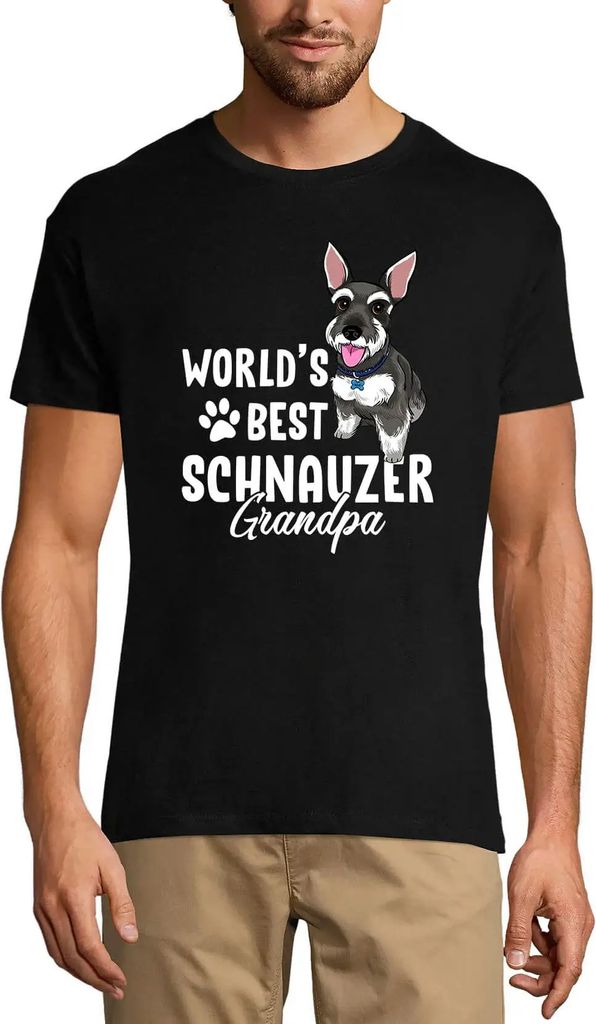 Herren Grafik T-Shirt Weltbester Schnauzer-Opa Pfoten – World's Best Schnauzer Grandpa Paws – Öko-Verantwortlich Vintage Jahrgang Kurzarm Lustige