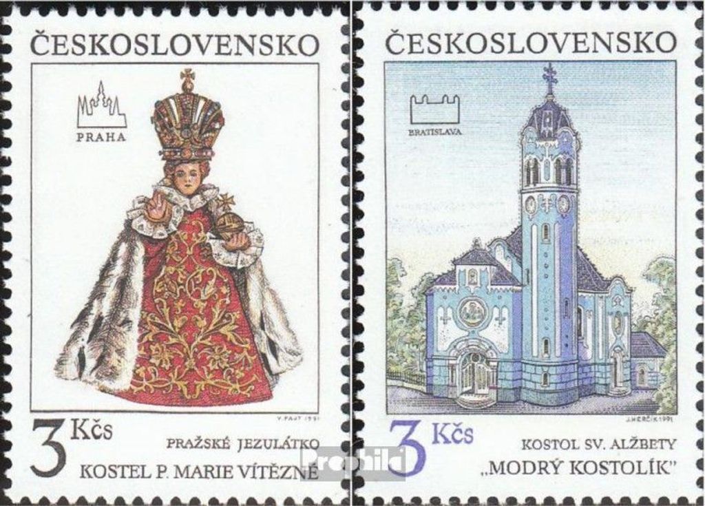 Briefmarken Tschechoslowakei 1991 Mi 3096-3097 (kompl.Ausg.) postfrisch Motive