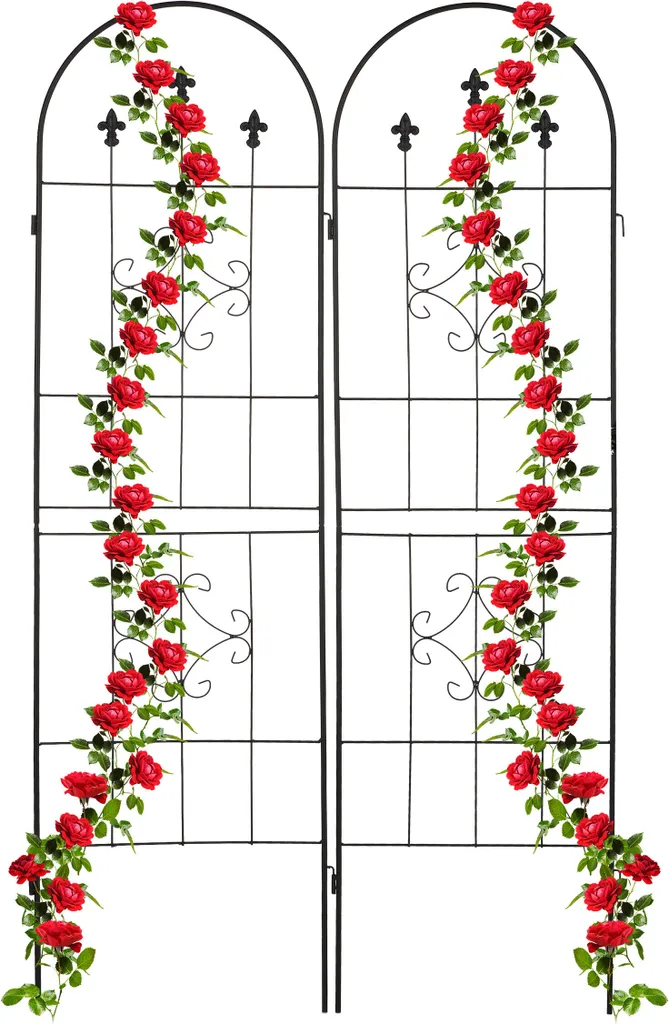 Relaxdays Lot de 2 Treillis Noirs en Acier pour Plantes Grimpantes 180 cm
