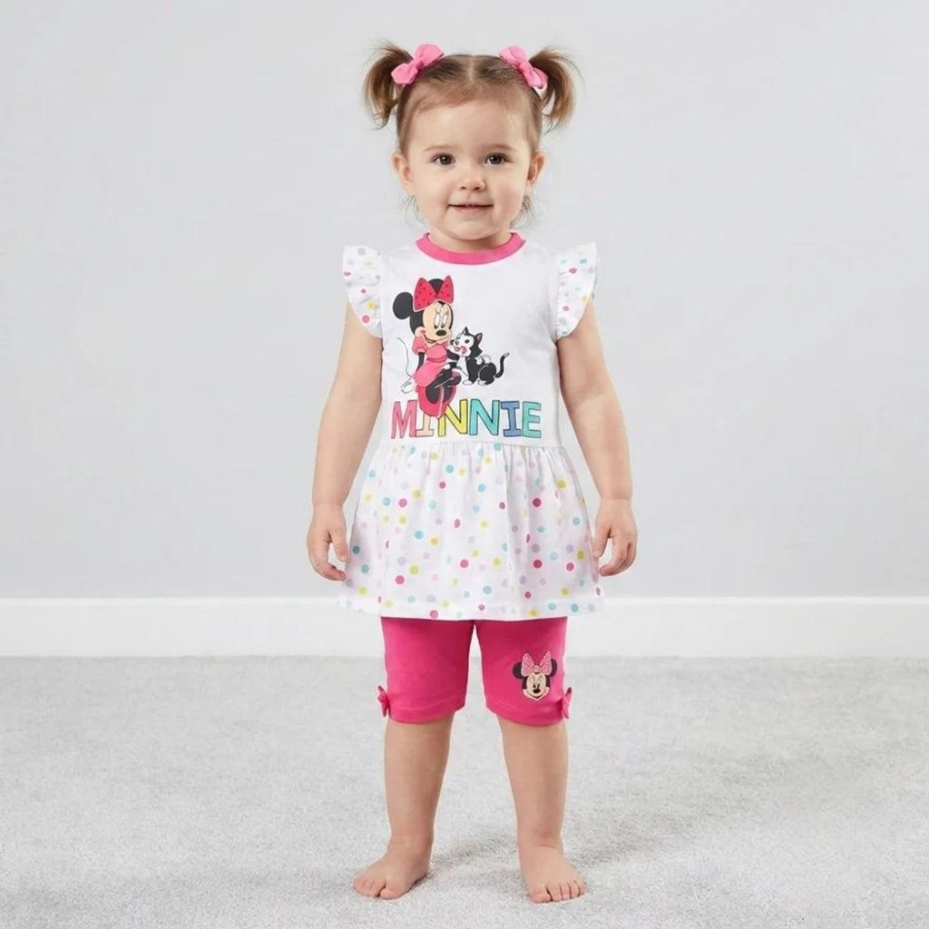 Disney Minnie Maus Baby 2 tlg Mädchen Set Kleid plus Leggings – Weiß / 62