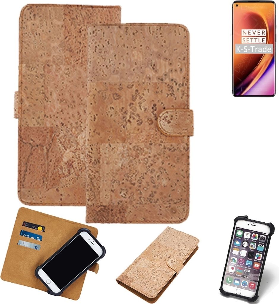 K-S-Trade Hülle kompatibel mit OnePlus 8 Pro Kork Handyhülle Cover Schutzhülle TPU Case Bumper in Hellbraun, (1x)