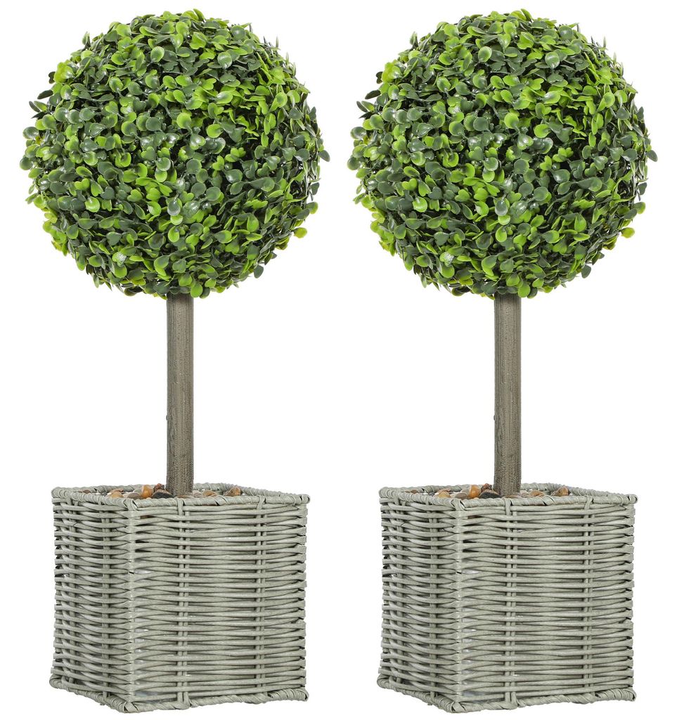 HOMCOM Kunstmatig buxus, set van 2, 50 cm. Kunstplant met Productafbeelding 