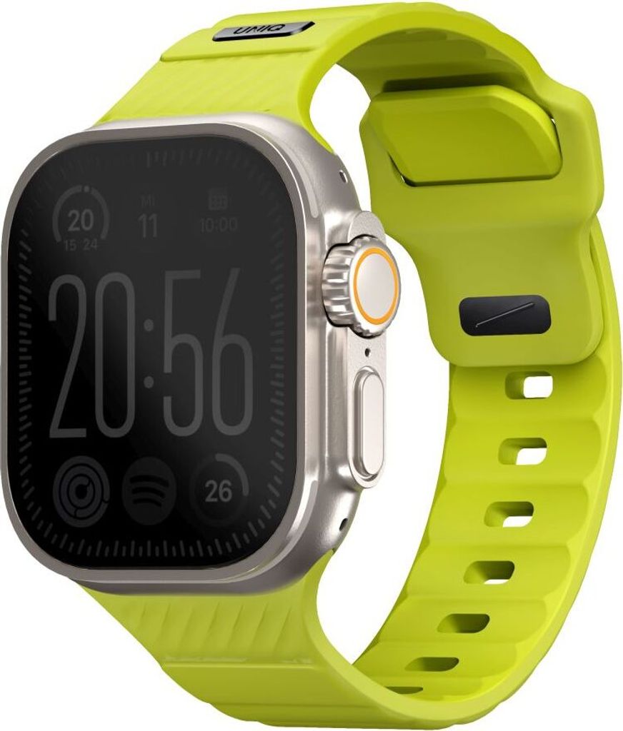 UNIQ pasek Stride Apple Watch Series 1/2/3/4/5/6/7/8/9/SE/SE2/SE3/Ultra/Ultra 2/Ultra 3 42/44/45/49 mm FKM-Gummiband limonkowy/limettengrün