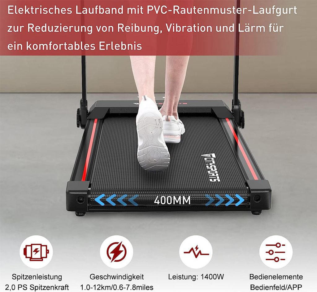 Běžecký pás CITYSPORTS, 2HPSkládací běžecký pás 1400W s Obrázek produktu 4