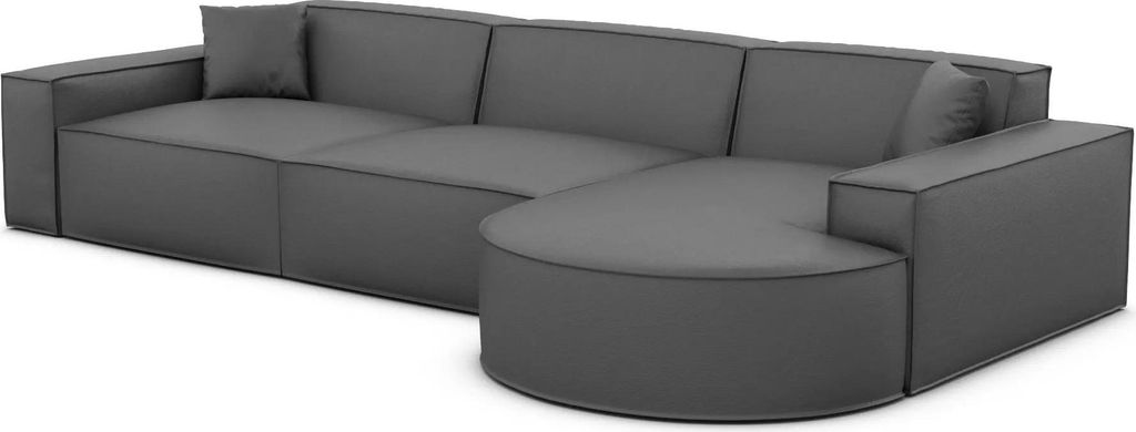 Echtleder L-Form Sofa Brevia Dunkelgrau Rechts