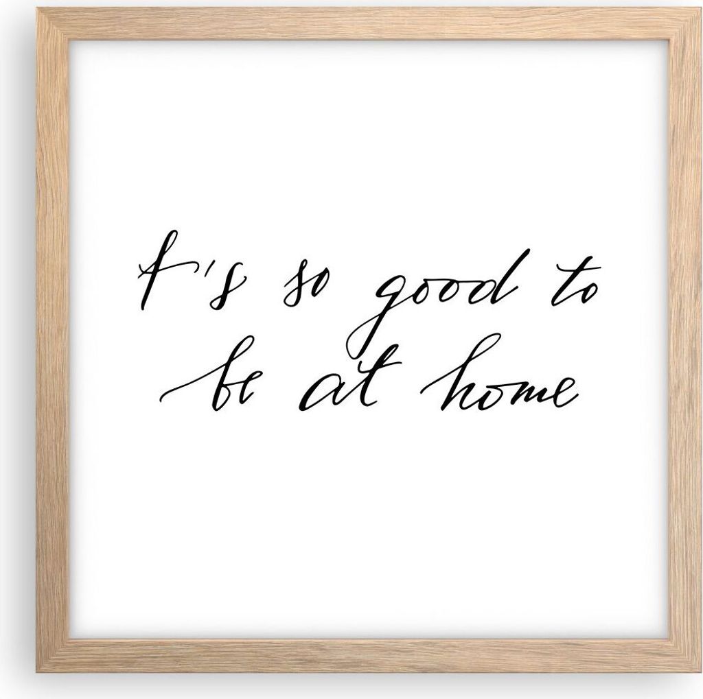 Gerahmtes Poster - Rahmen in heller Eiche - Motto Glück Haus - 30x30 cm - Wand Bild - Wanddeko - Wandbilder - Kunstposter - Wandposter - Bilderrah...