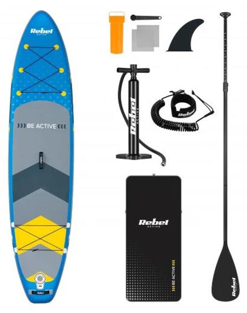 Rebel RBA-4500 Paddleboard SUP mit Zubehör, 350 cm, 135 kg, blau
