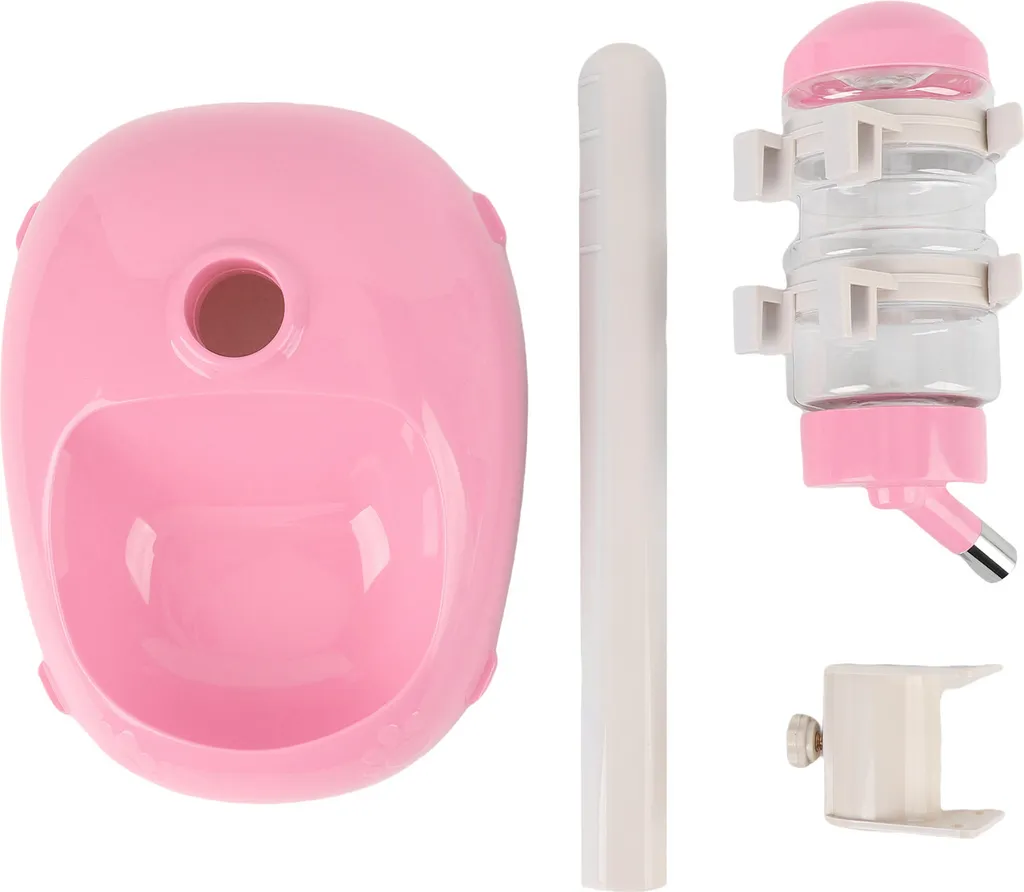 Fontaine à eau verticale ajustable pour chiens toutes tailles rose