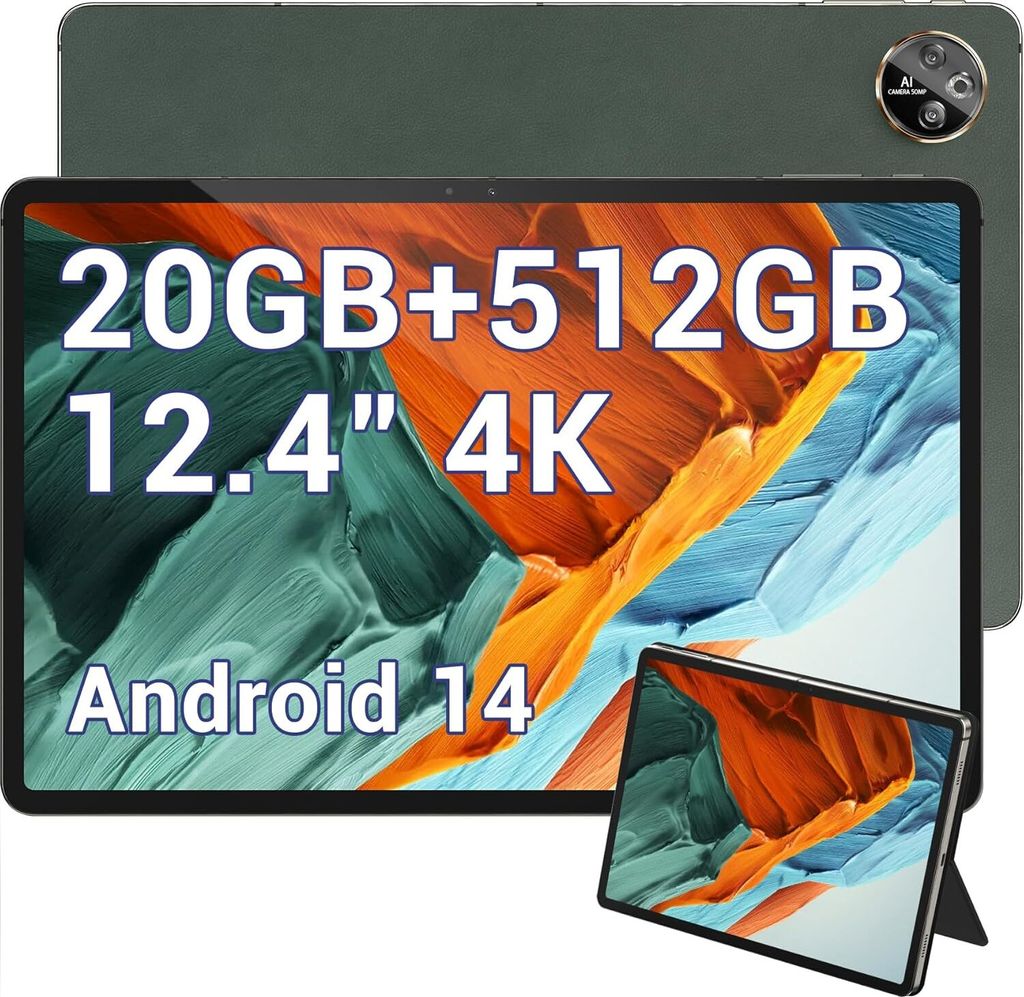 DOOGEE T30 MAX Tablet 12.4 Zoll, Gaming PC Android 14, 20GB RAM + 512GB ROM/(2TB Erweitern), 2560 * 1600 4K Display, 10800mAh/33W, 50MP+20MP,