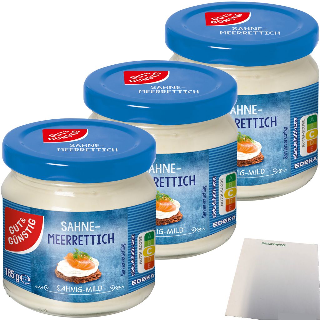 Gut & Günstig Sahnemeerrettich Sahnig-Mild 3er Pack (3x185g Produktbild 
