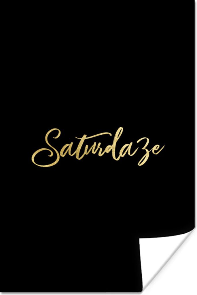 MuchoWow Poster Wochenende - Gold - Schwarz 20x30 cm - Papierdruck
