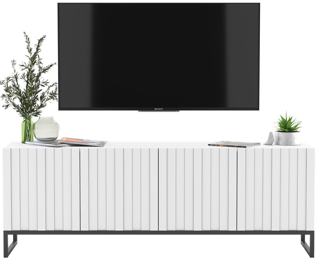 Szafka RTV Glamour Nowoczesna Komoda RTV Biały Mat 150 cm Zdjęcie produktu 