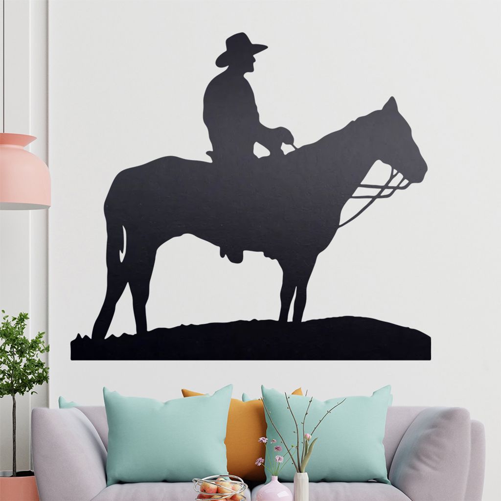 KIWISTAR Cowboy Pferd - Reiten Ausblick Wandtattoo in 6 Größen - Wandaufkleber Wall Sticker - Dekoration, Küche, Wohnzimmer, Schlafzimmer, Badez...