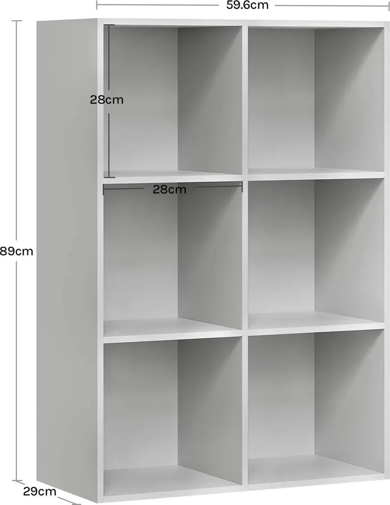 Étagère bibliothèque grise 6 compartiments peu encombrante et solide