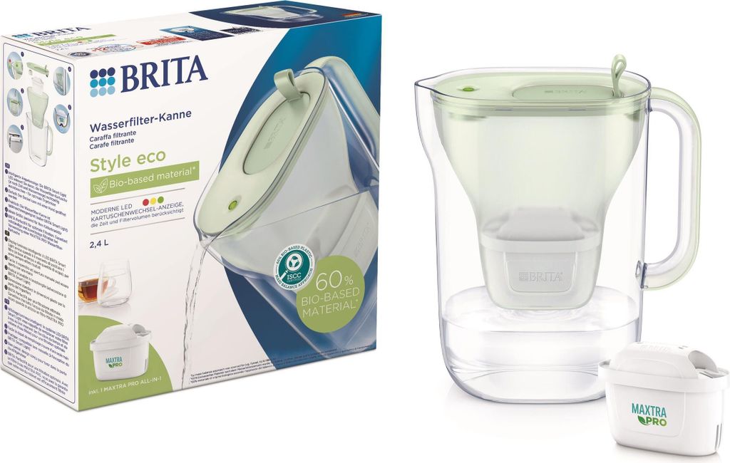 Brita Wasserfilter-Kanne Style eco hellgrün 2,4L inkl. 1 MX Pro (1er Pack)