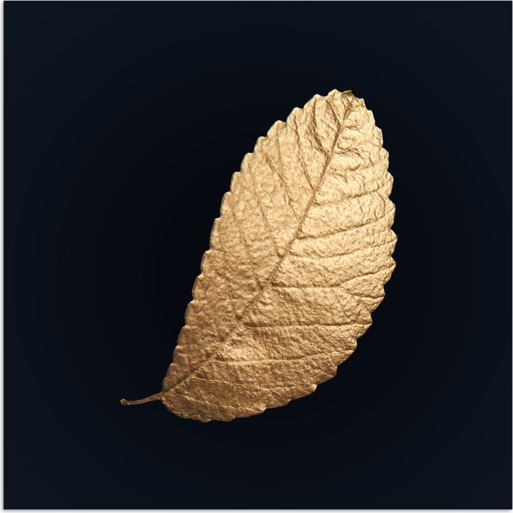 MuchoWow Poster Gold - Blätter - Schwarz - Pflanzen - Luxus - Natur 75x75 cm - Wand Dekoration
