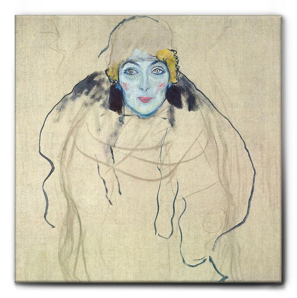 Giallobus - Frontalporträt einer Dame - Gustav Klimt - 70L x 70B cm - Bild - Leinwand mit Standardrahmen