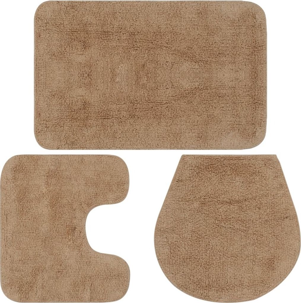 The Living Store Badematten-Set 3-tlg. Stoff Beige