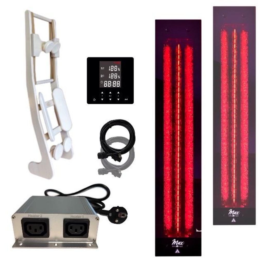 SET Infrarotstrahler 1x InfraROTmed MAX 500W + 1x 750W + icon 2 TOUCH+ 1x Rückenlehne HaLu zum. Bau einer Infrarotkabine, Vollspektrumstrahler S...
