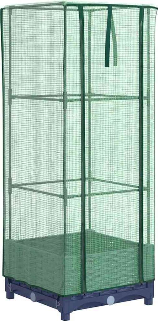 vidaXL Hochbeet mit Gewächshaus-Aufsatz Rattan-Optik 40x40x123 cm