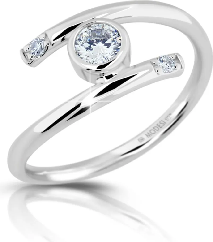 Bague solitaire en argent massif et pierre zircon étincelante - 54 mm