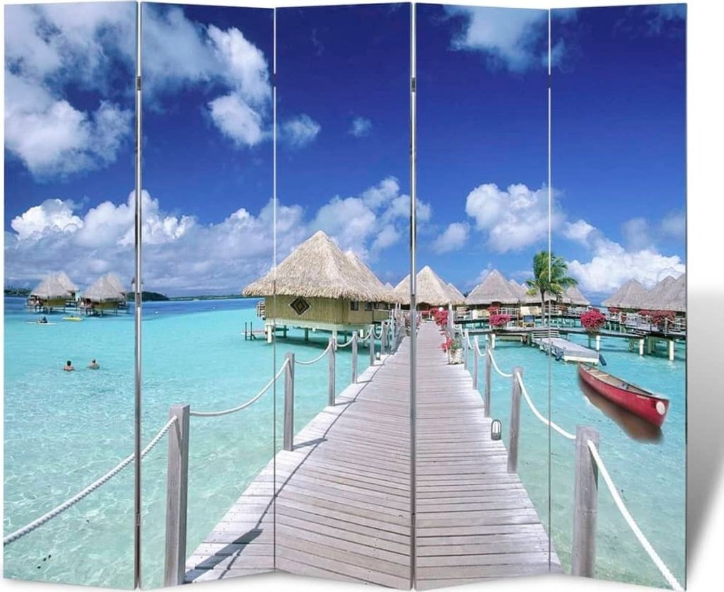 The Living Store Raumteiler klappbar 200 x 170 cm Strand
