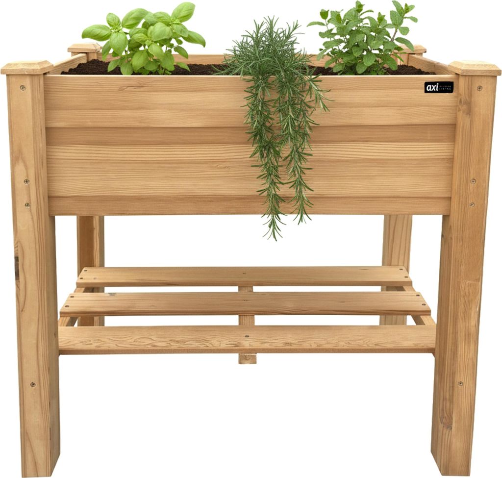 AXI Ari Hochbeet mit Ablagefläche aus Holz in Braun | Pflanzkübel / Pflanzkasten auf Stelzen für Garten / Balkon / Terrasse | 86,5 x 46 x 85 cm