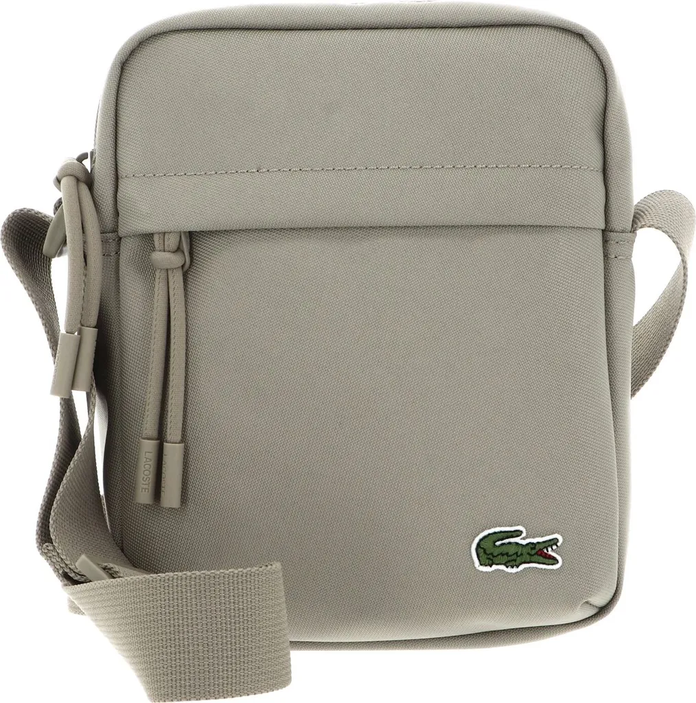 Sacoche Bandoulière Verticale Lacoste Neocroc en Toile Kaki Robuste