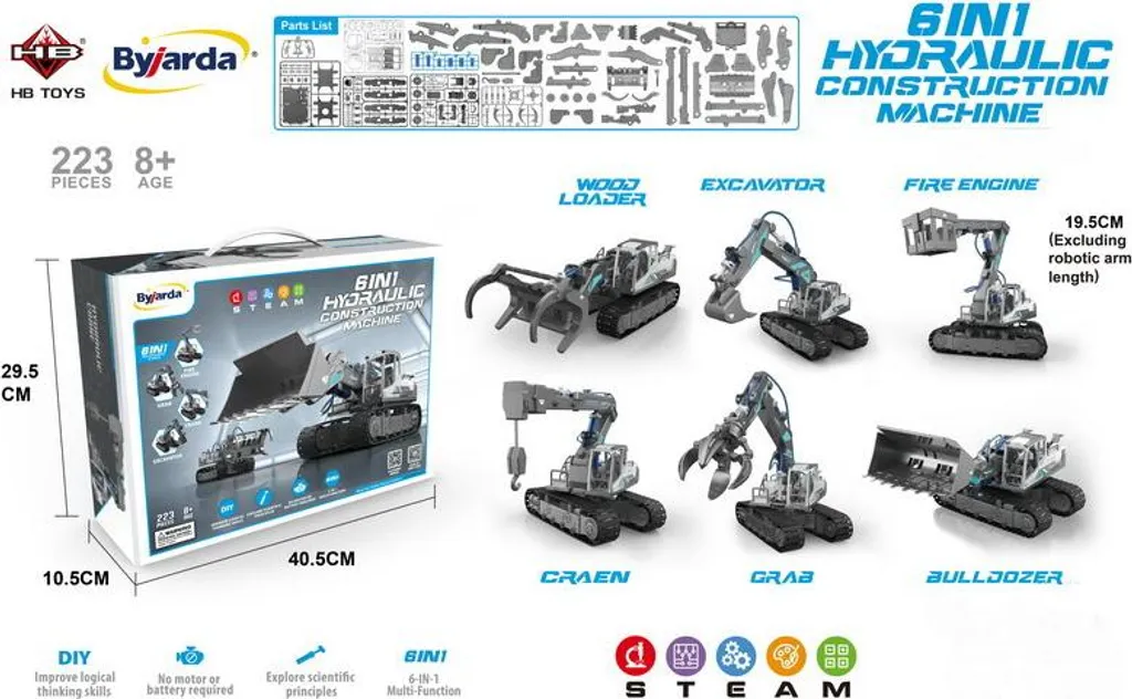 Kit Construction 6 en 1 sans Pile : Apprendre l'Hydraulique dès 8 Ans