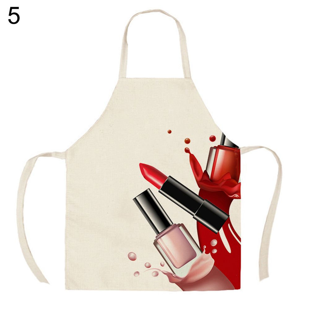 Küchenschürze klares Muster Anti-Fade Flachs Nagelkleber gedruckter Kochkoch Bib für BBQ-5 ,Größen:L