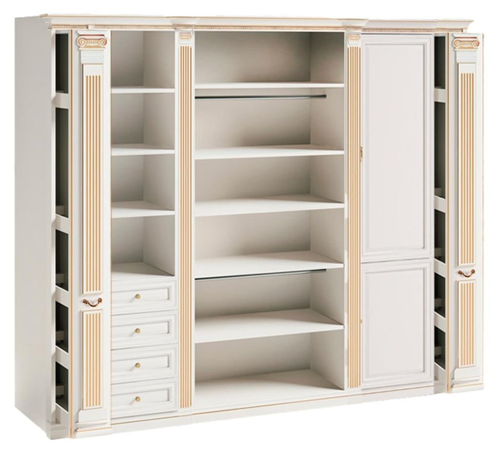 Weißer Stilvoller Kleiderschrank Massivholz Luxus Produktbild 