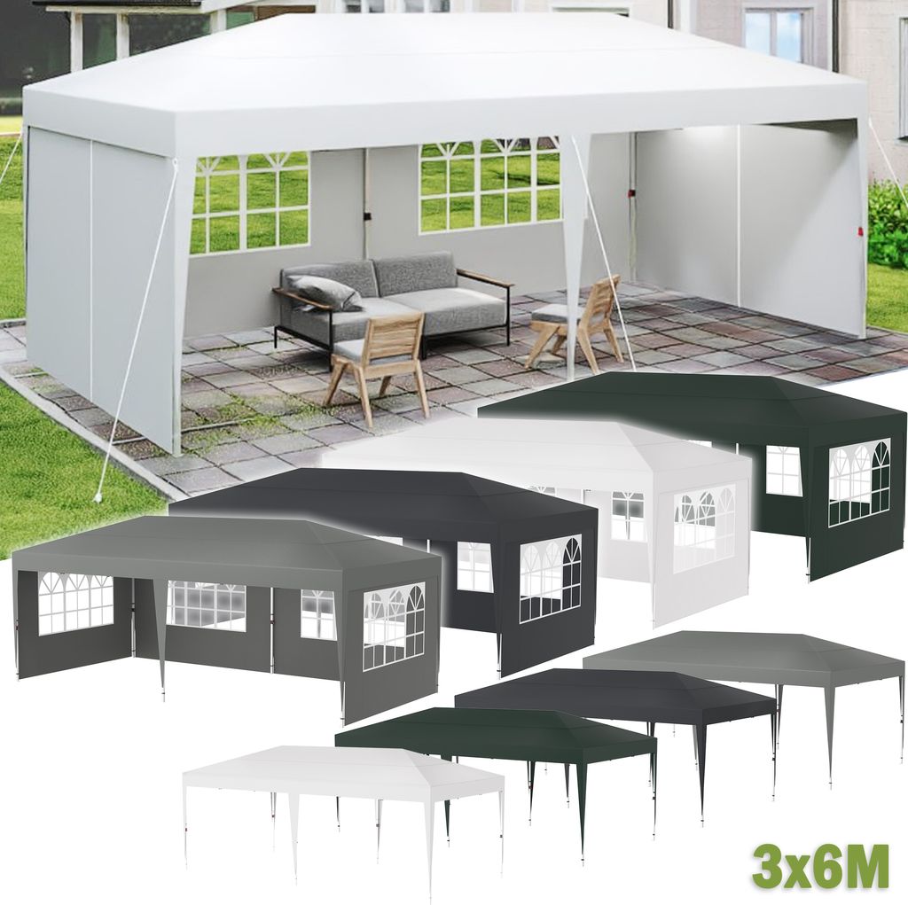 FIVMEN Faltpavillon 3x6 Faltbar Partyzelt Gartenzelt, Wasserdicht & UV-Schutz, Höhenverstellbar, Pavillon Outdoor inkl. Tragetasche & Erdanker,Sil...