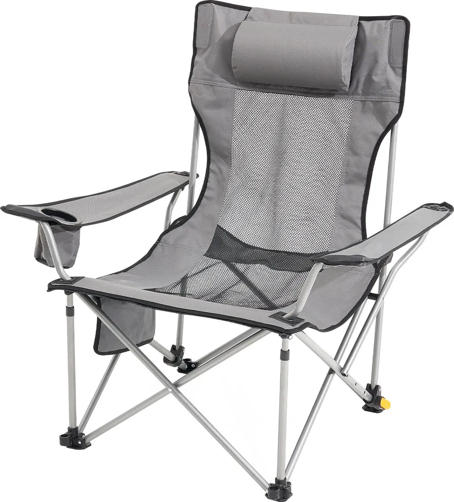 Chaise de camping VEVOR pliante 150 kg avec repose-pieds réglable, gris