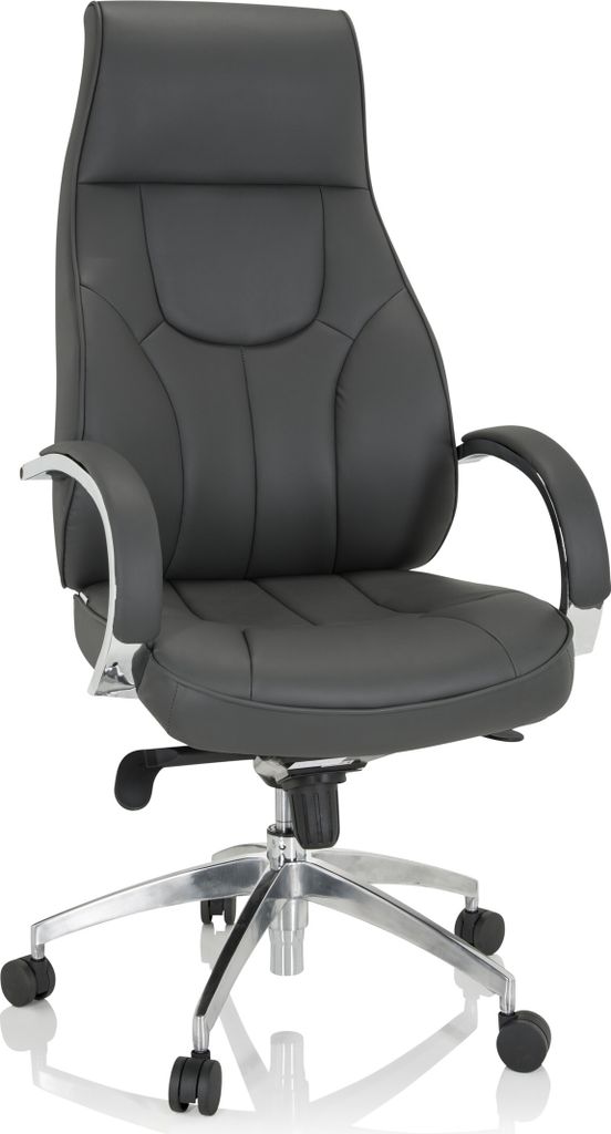 hjh OFFICE Profi Chefsessel ELEGANCE I Ergonomischer Bürostuhl mit Armlehnen Kunstleder Drehstuhl für Büro, Zuhause