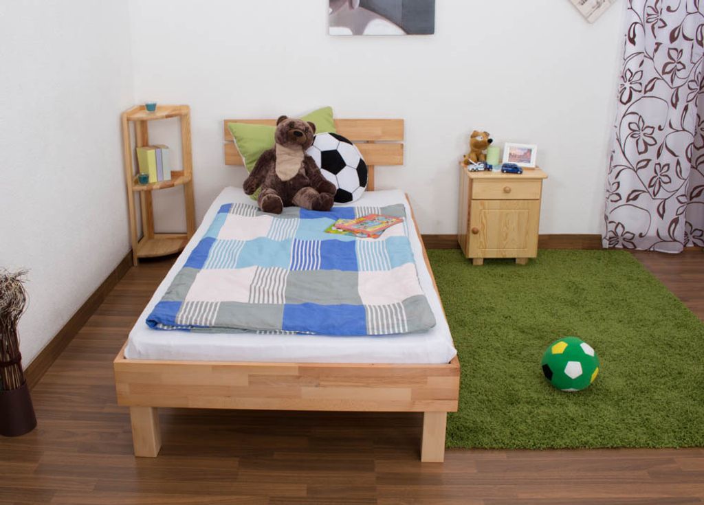 Jugendbett Wooden Nature 03 Kernbuche massiv geölt - Liegefläche 100 x 200 cm (B x L)
