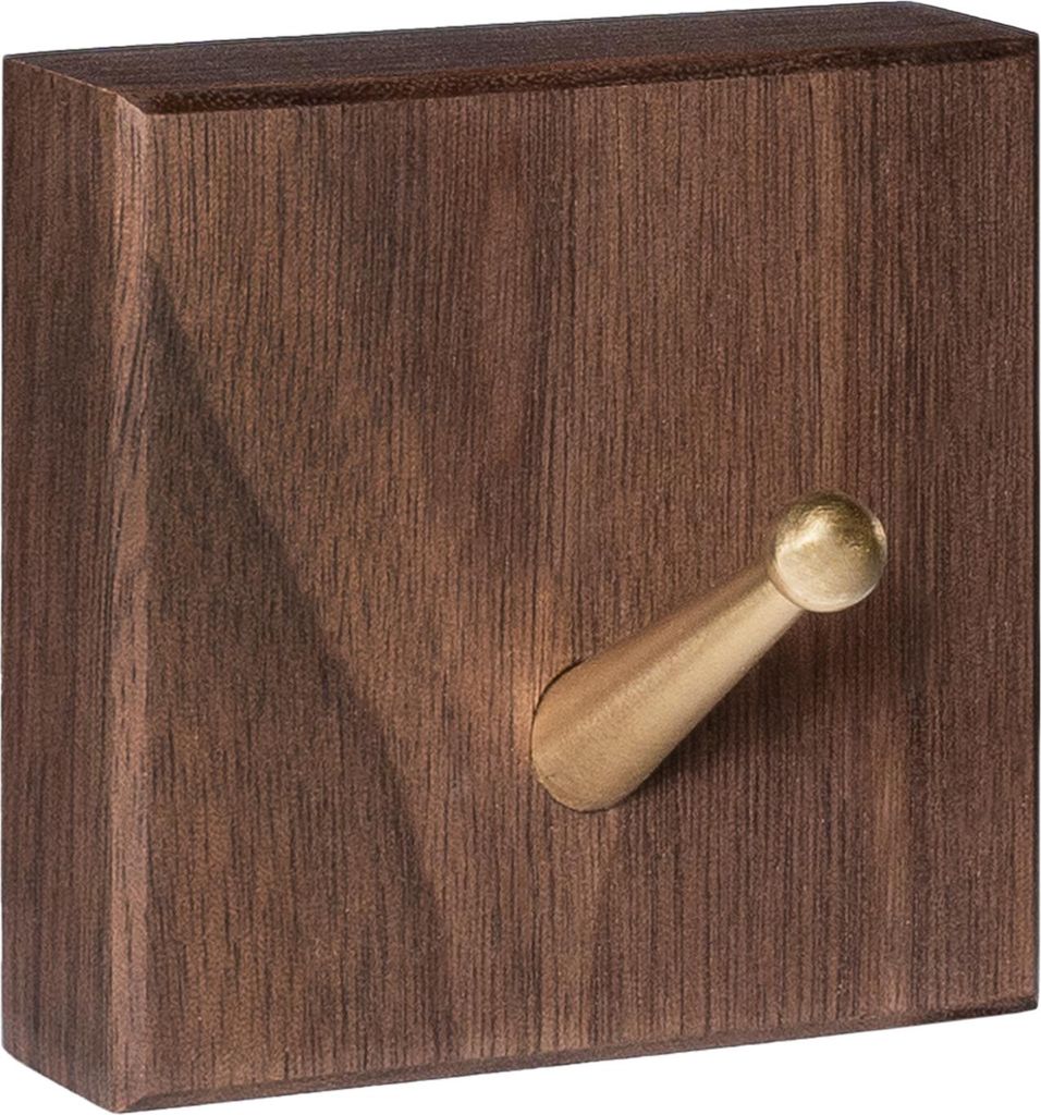 QUVIO Wandhaken - Handtuchhaken - Kleiderhaken - Wandhaken schwarz - Kleiderhaken - Quadratisch - Dunkelbraun und Gold
