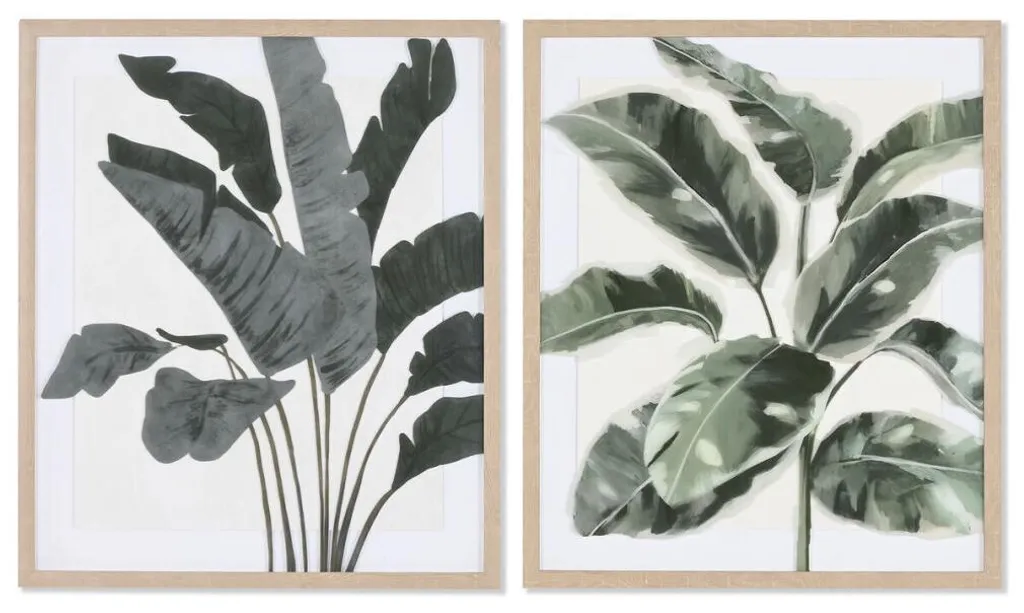 Tableau Home ESPRIT Feuille Scandinave 52,8 x 62,8 cm Lot de 2 Pièces