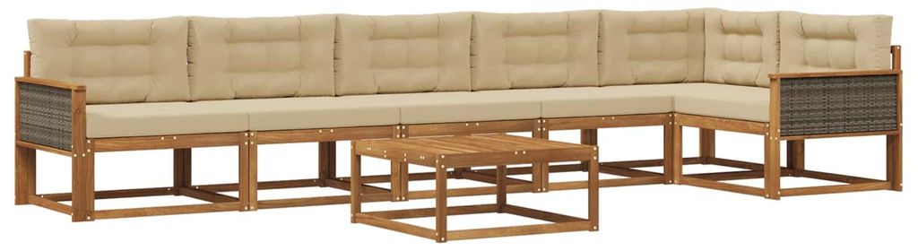 vidaXL Outdoor-Sofagarnitur mit Kissen 7 pcs Natur und Beige